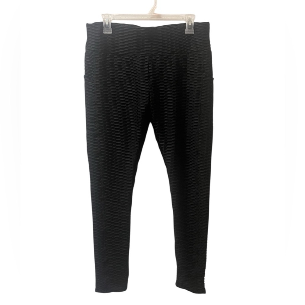 Black Textured Leggings